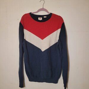 Levi's Red White Blue Sweater Chevron Pattern Size Large